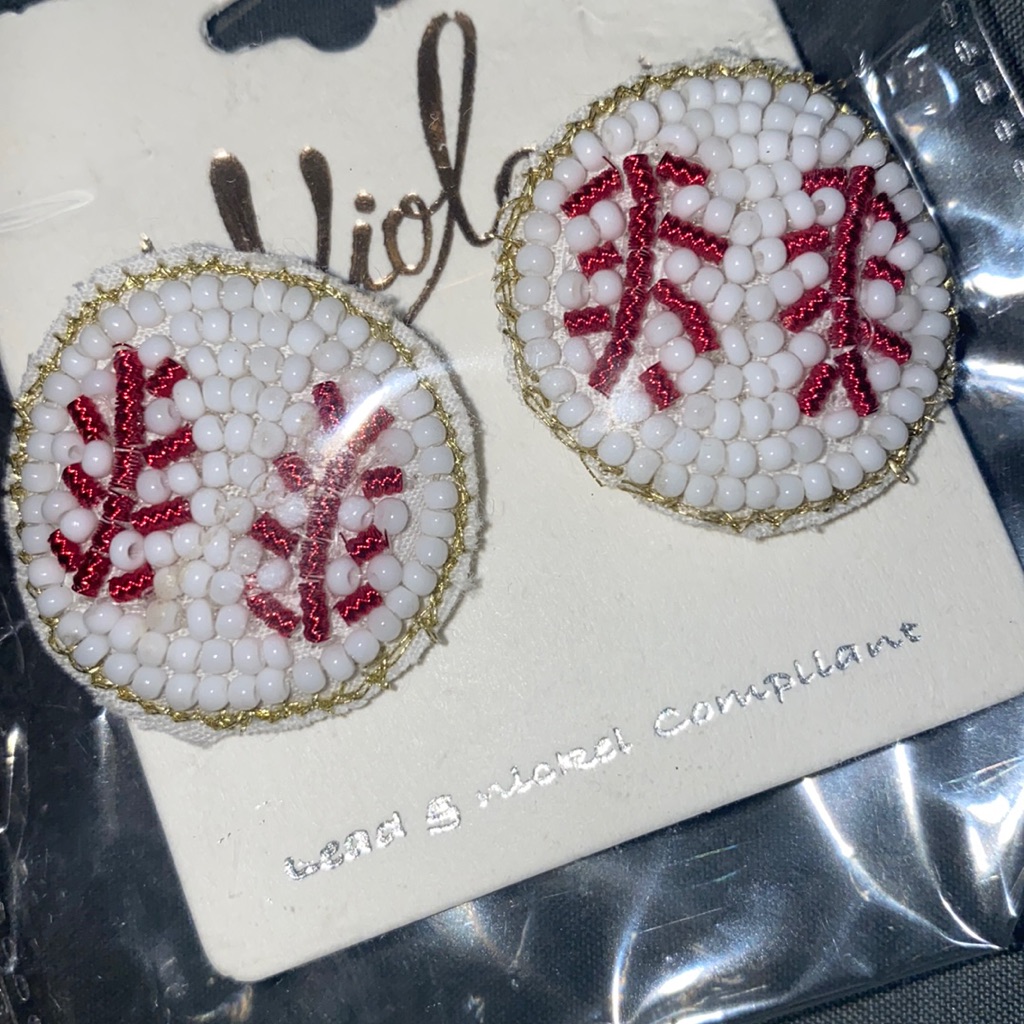 New! Baseball Beaded Earrings!